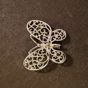 Silver Tone Butterfly Brooch